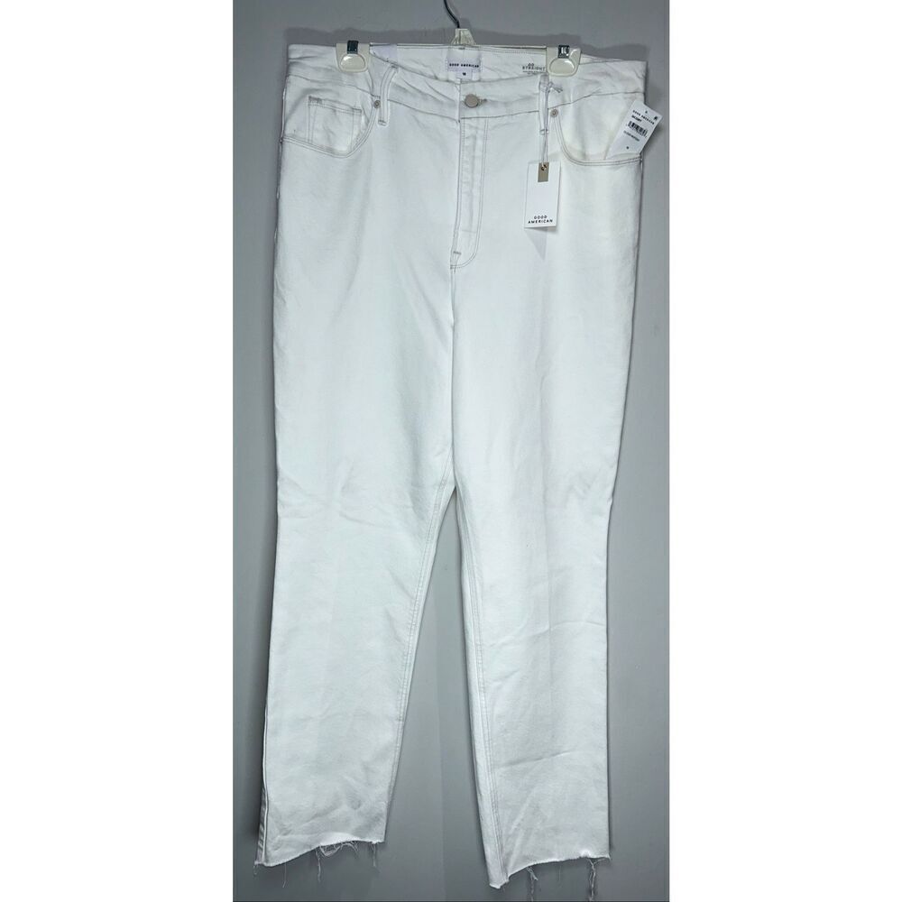Good American High Rise Iconic Straight Leg White Jeans size 16